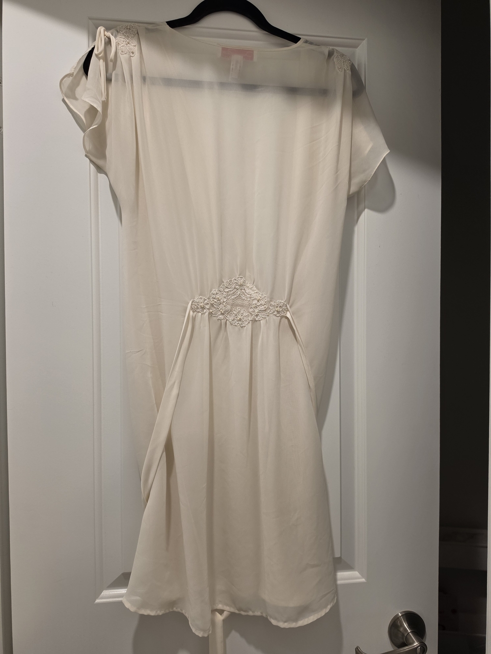 Oscar de la Renta Cream Sheer Short Robe - Picture 3 of 4